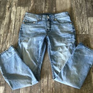 TRUE RELIGION WORLD TOUR RICKY RELAXED STRAIGHT MEN JEANS, SIZE 34